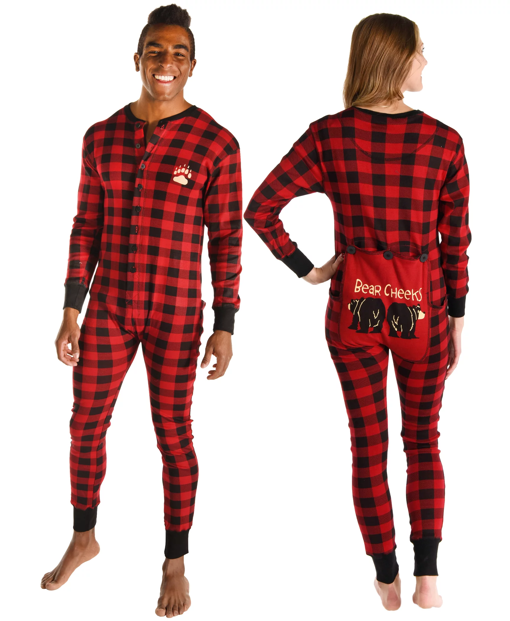 LazyOne Flapjacks, Matching Pajamas for the Dog, Baby & Kids, Teens, and Adults (Plaid Bear Cheeks, LARGE)