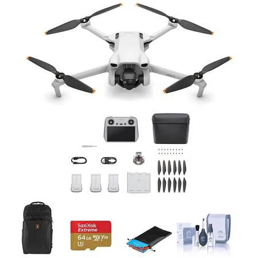 Mini 3 Drone Fly More Combo with RC Remote Controller Bundle with Backpack, 64GB microSD Card, Foldable Landing Pad, Cleaning Kit