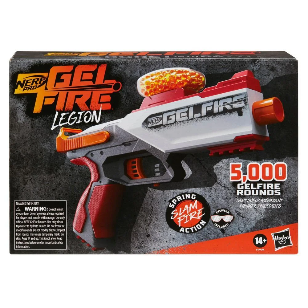 Nerf Pro Gelfire Legion Blaster, 5000 Gelfire Rounds, 130 Round Hopper, Eyewear