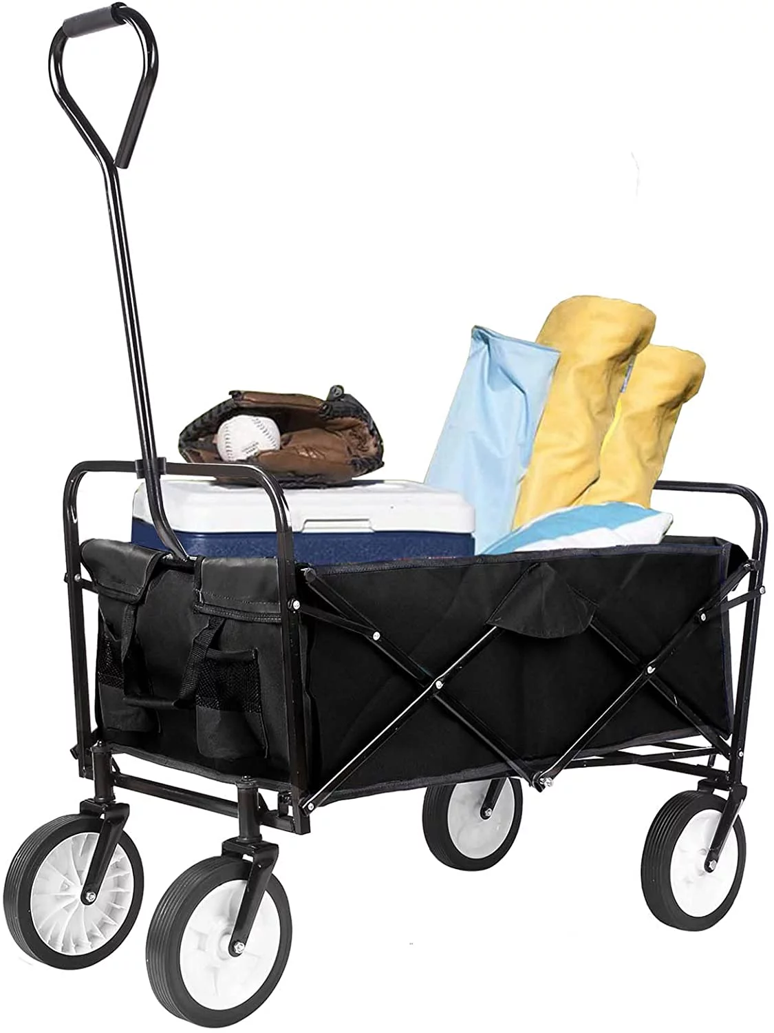 Pirecart Folding Wagon Cart Utility Collapsible Garden Wagon Cart W/ Adjustable Handle