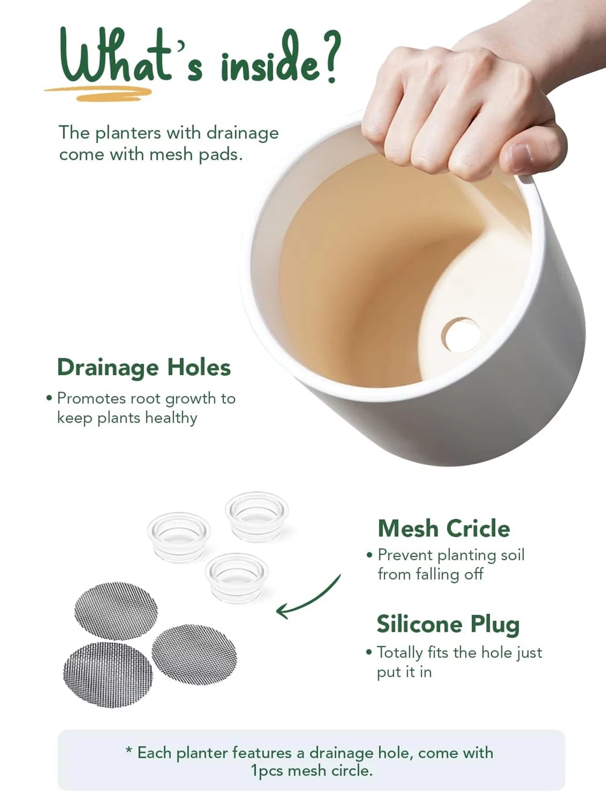 LE TAUCI Large Plant Pots Set, 10/8/6 Inch Ceramic Planters for Indoor Plants, Mid-Century Modern Flower Planter Pots with Drainage Hole and Plug, Cylinder Round Planter Pots, Set of 3, White