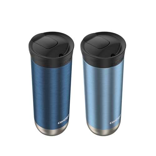 Huron Vacuum-Insulated Stainless Steel Travel Mug, 16oz Licorice - Leak-Proof Lid for Hot/Cold Beverages, Fits Most Cup Holdersand Brewers