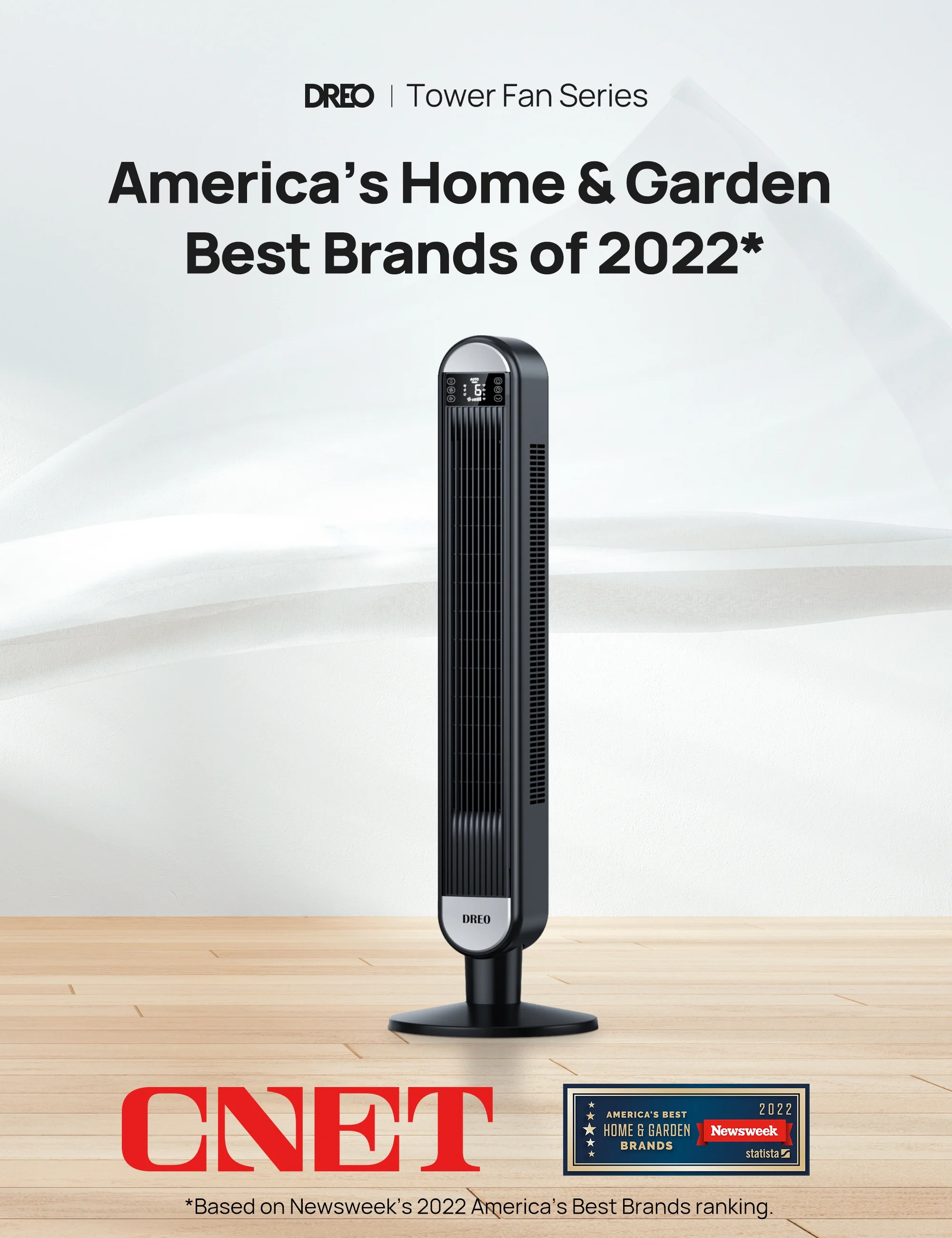 Dreo Tower Fan for Bedroom, 42 Inch Bladeless Fan, 90° Oscillating Fan, Quiet Floor Fan with Remote, LED Display, 6 Speeds 4 Modes, 12H Timer, Standing Fans for Home Living Room Office, Cruiser Pro T2