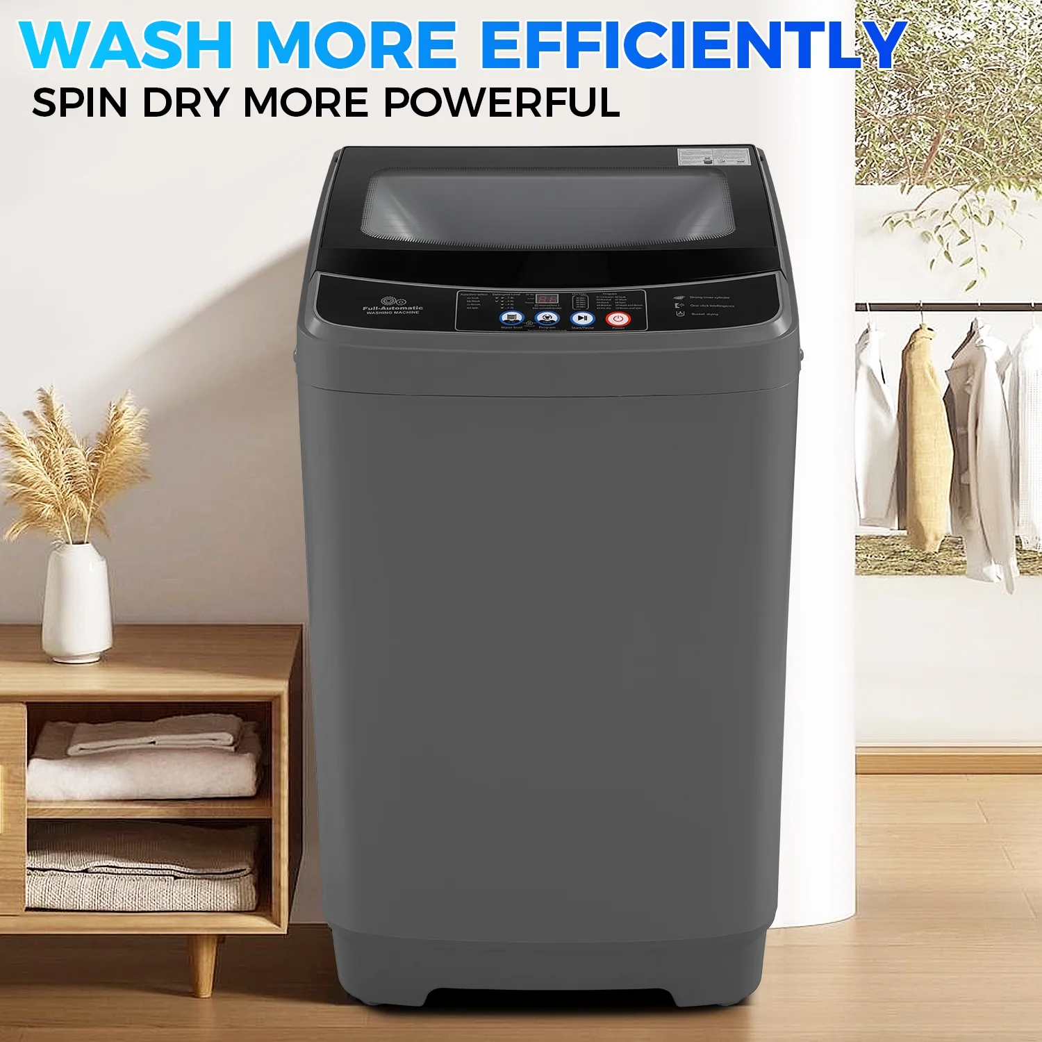 Qhomic 17.8lb Full Automatic Washing Machine, Compact Wahing Machine with Drain Pump, Power Motor 20-Mins Quick Wash, LED Display, Washer and Dryer Combo Low Noise for Apartment Dorm RV Household