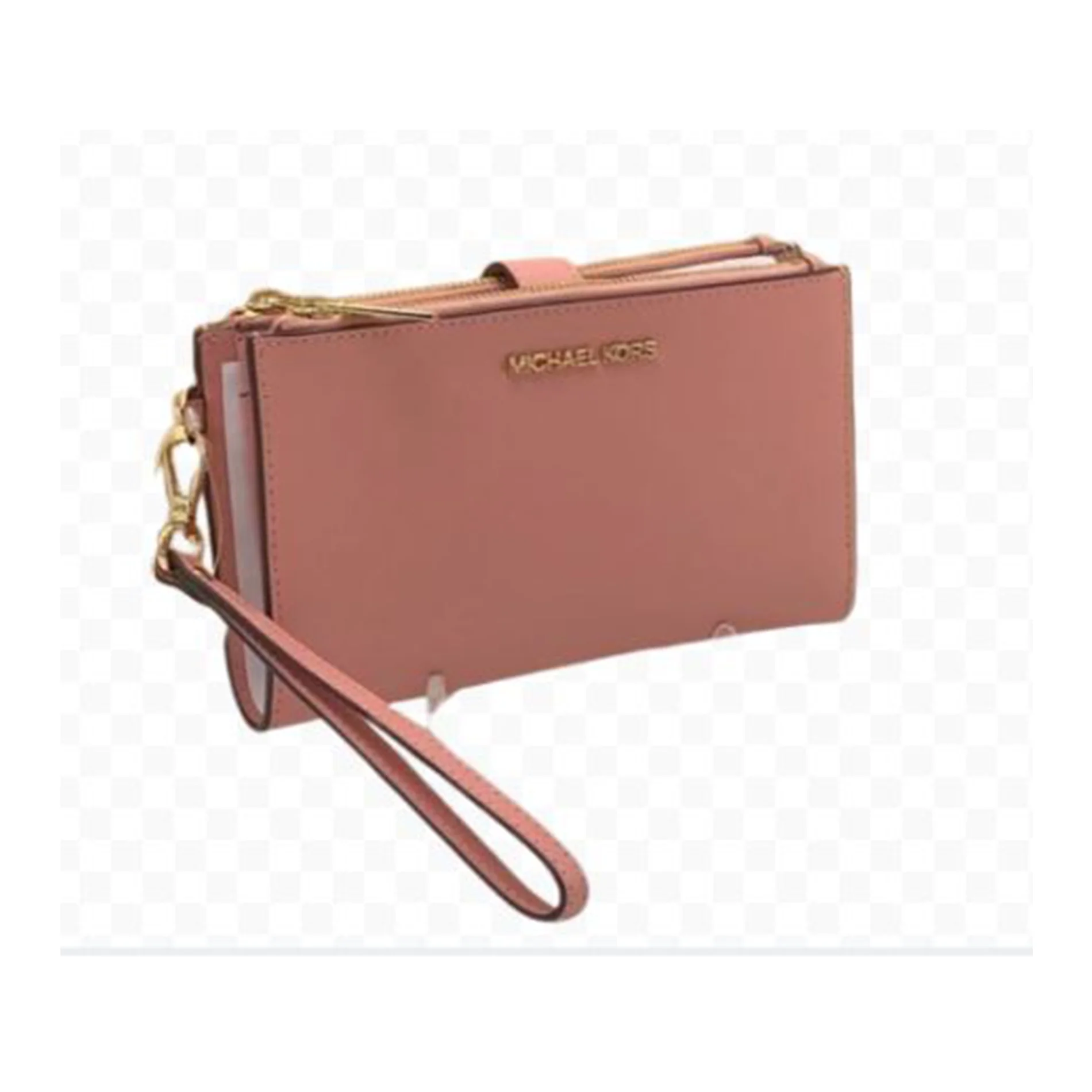 Michael Kors Jet Set Travel Large Double Zip Wristlet Phone Wallet Primrose Pink