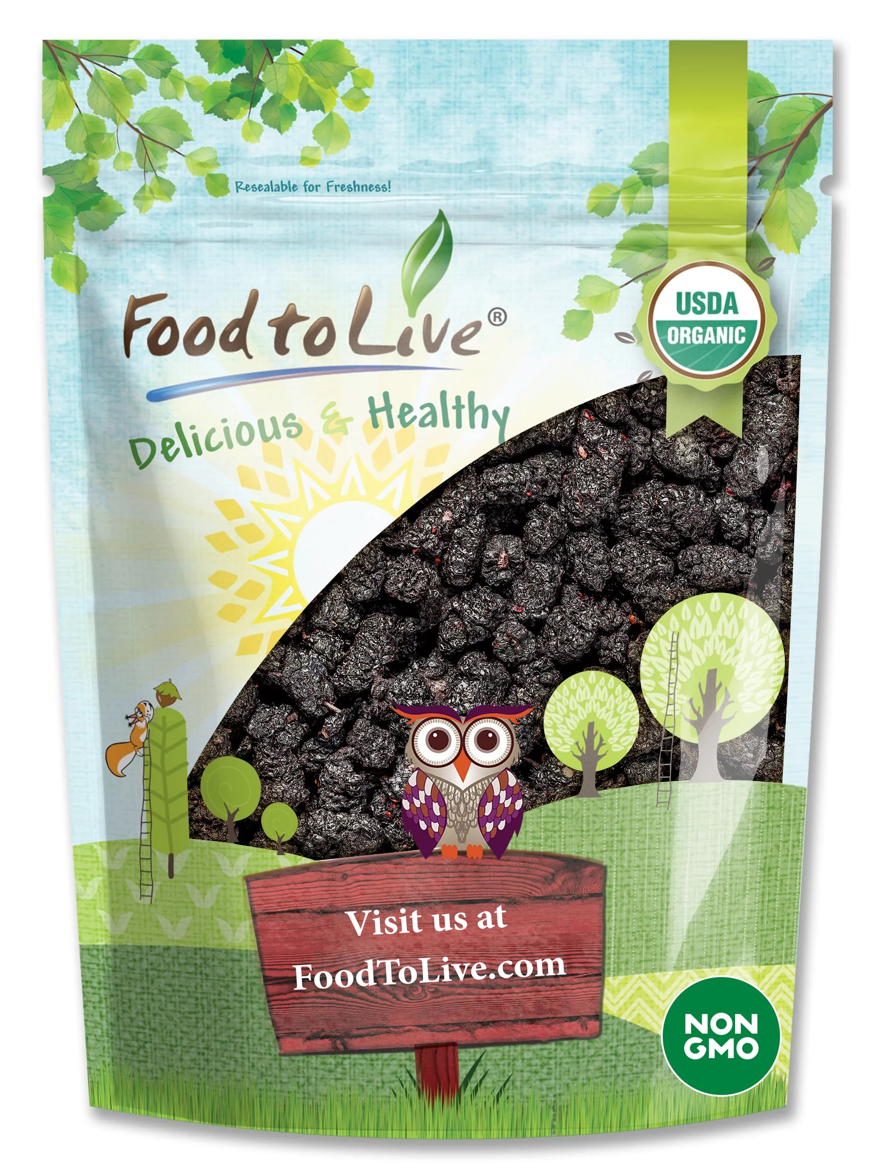 Organic Black Mulberries, 2 Pounds — Non-GMO, Raw, Vegan — by Food to Live
