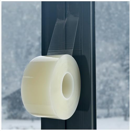Birllaid Transparent Window Weather Sealing Tape, 3 Inch x 55 Yards, Window AC Insulation Sealing Film Tape, No Residue, Clear