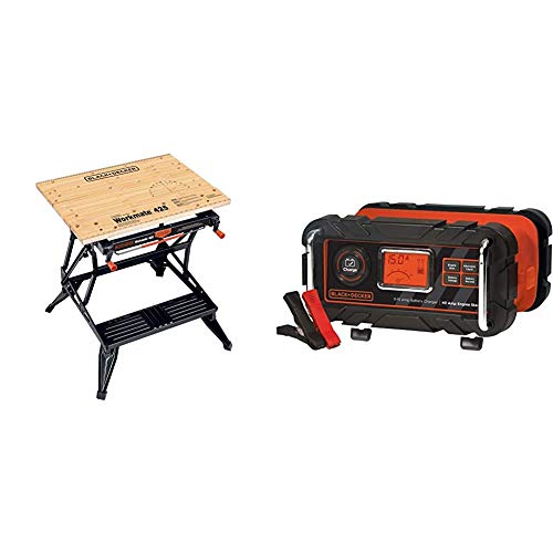 BLACK+DECKER Portable Workbench, Workmate Folding Workbench, 550 lb. Capacity with Clamps for Woodworking (WM425-A)