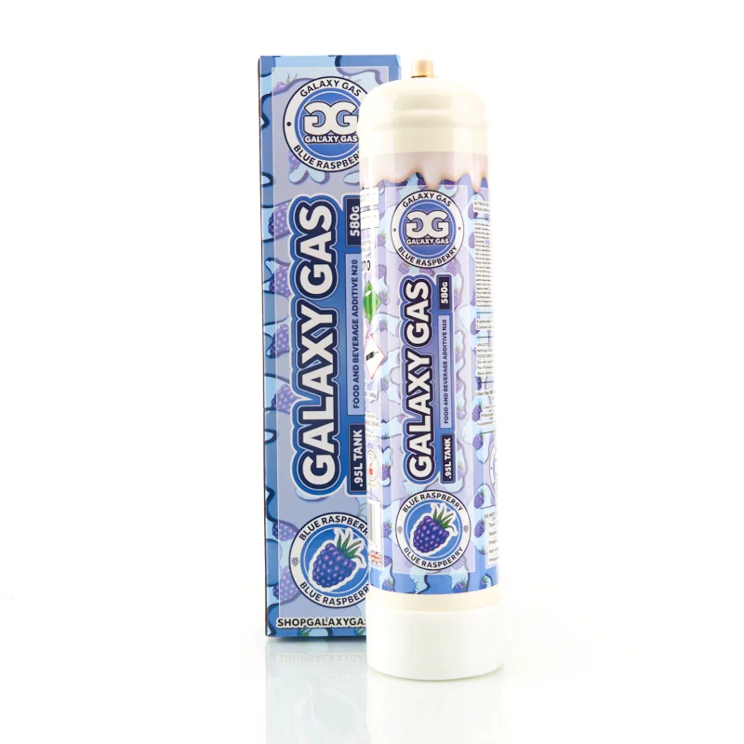 Galaxy Gas Blue Raspberry Flavors Whipped Cream Dispenser Cartridge Tank, Nitrous Oxide .95L 580 Gram, Whipped Cream Tank, N2O Charger Tank, 1 Cylinder.