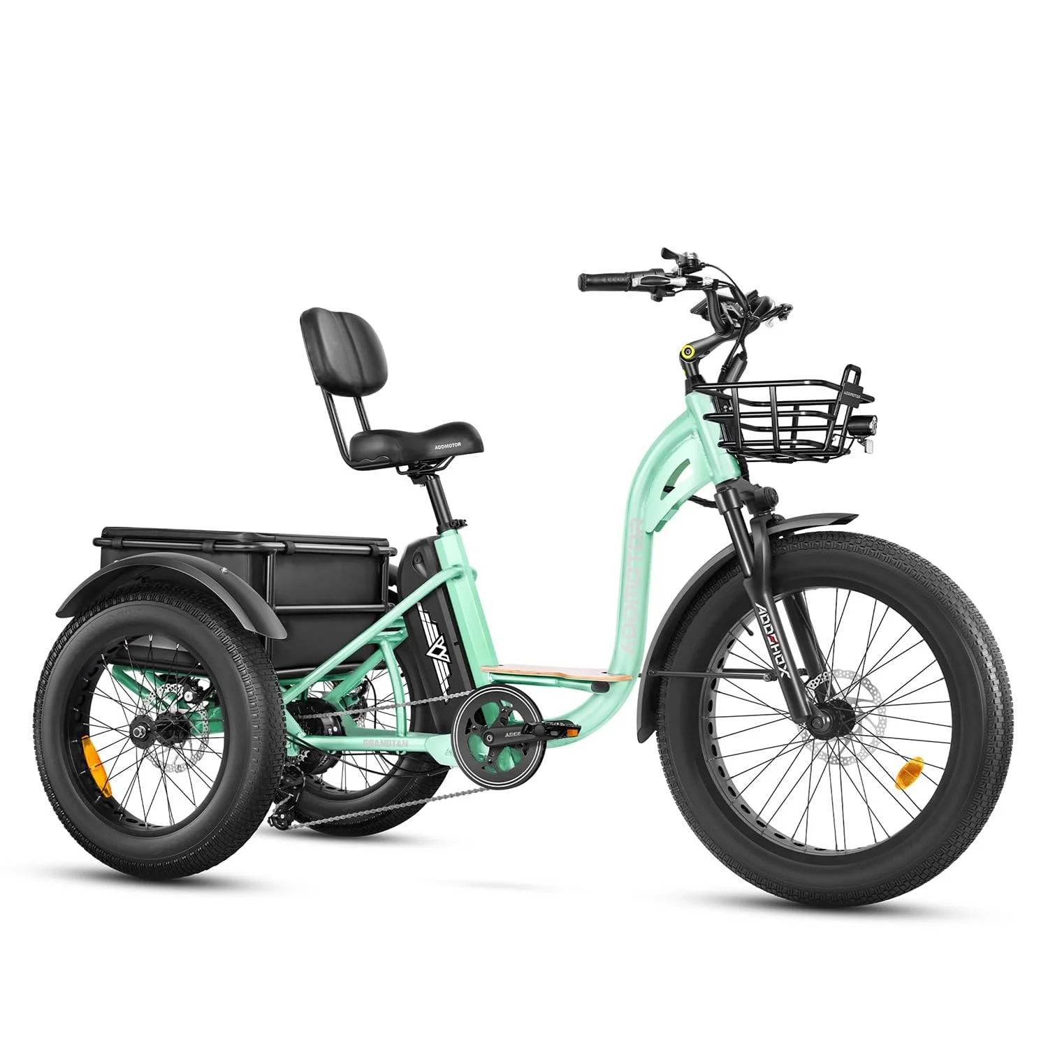 Addmotor Electric Trike, 750W 85 MI Electric Tricycle for Adults M-340 3 Wheel Electric Bicycle, 48V 20Ah Removable Battery, Step-Thru Electric Bike with Speed Differential & Parking Brake, Cyan