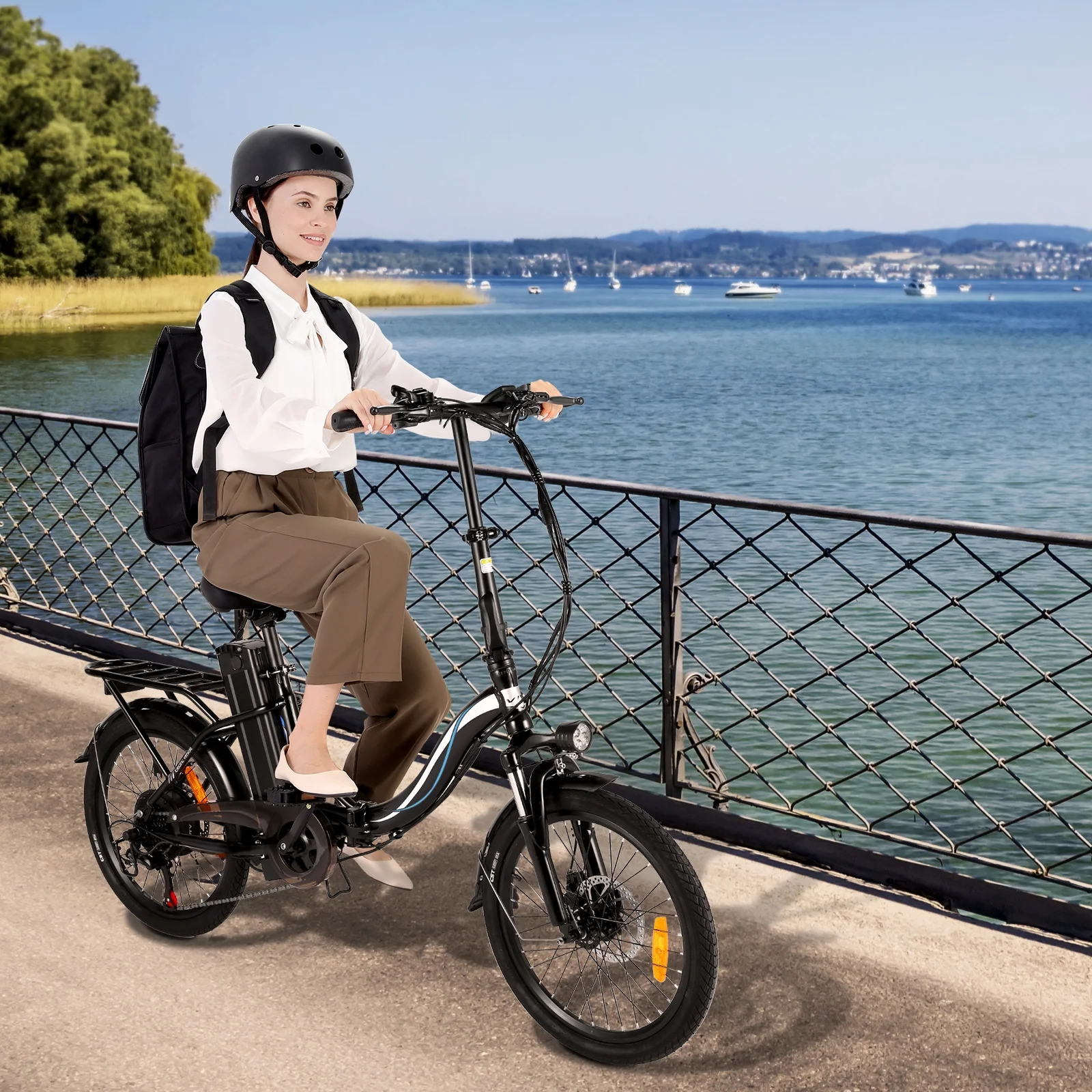 Elifine 500W Folding Electric Bike for Adults, 20