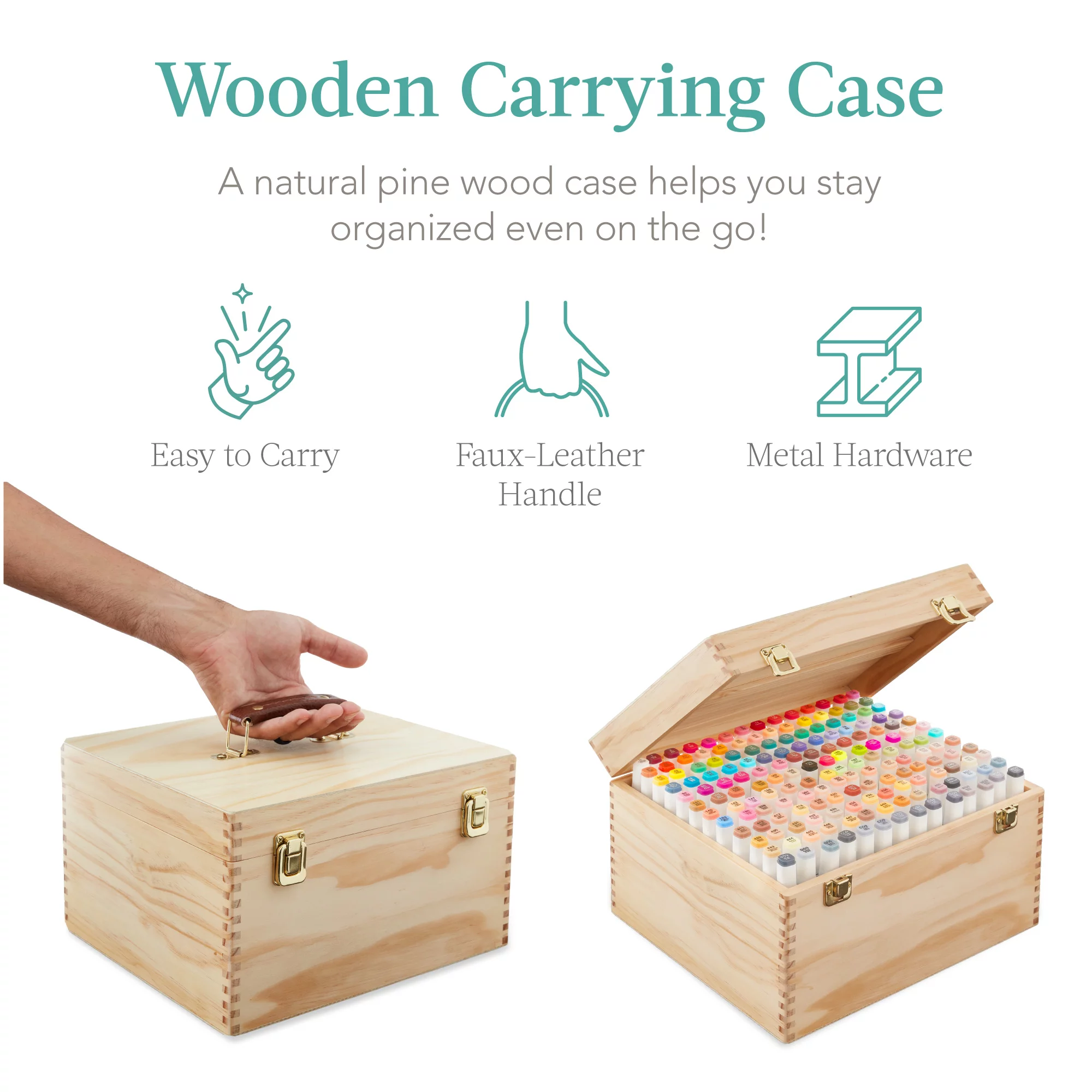 Best Choice Products Set of 168 Alcohol-Based Markers, Dual-Tipped Pens w/ Brush & Chisel Tip, Carrying Case - Natural