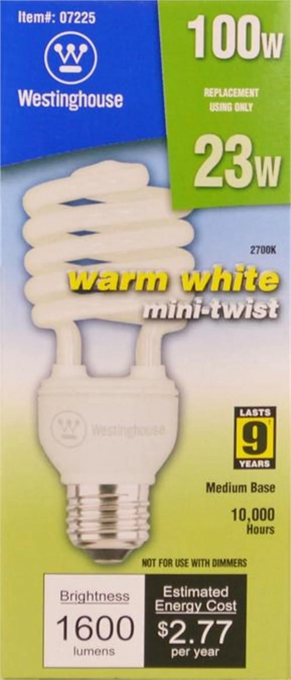 Westinghouse 722500 23 watt Mini Twist 27 CFL Light Bulb, Frost