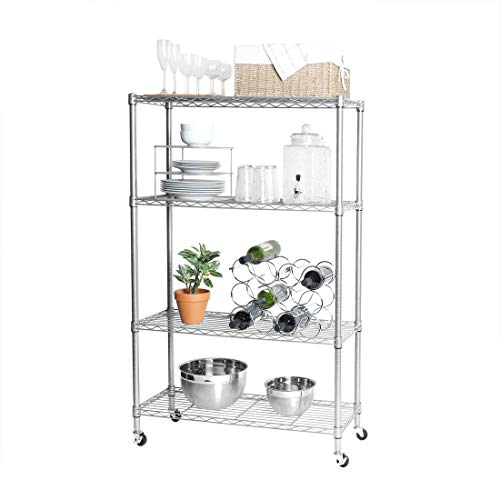Seville Classics Solid Steel Wire Shelving Storage Unit Adjustable Shelves Organizer Rack, for Home, Kitchen, Office, Garage, Bedroom, Closet