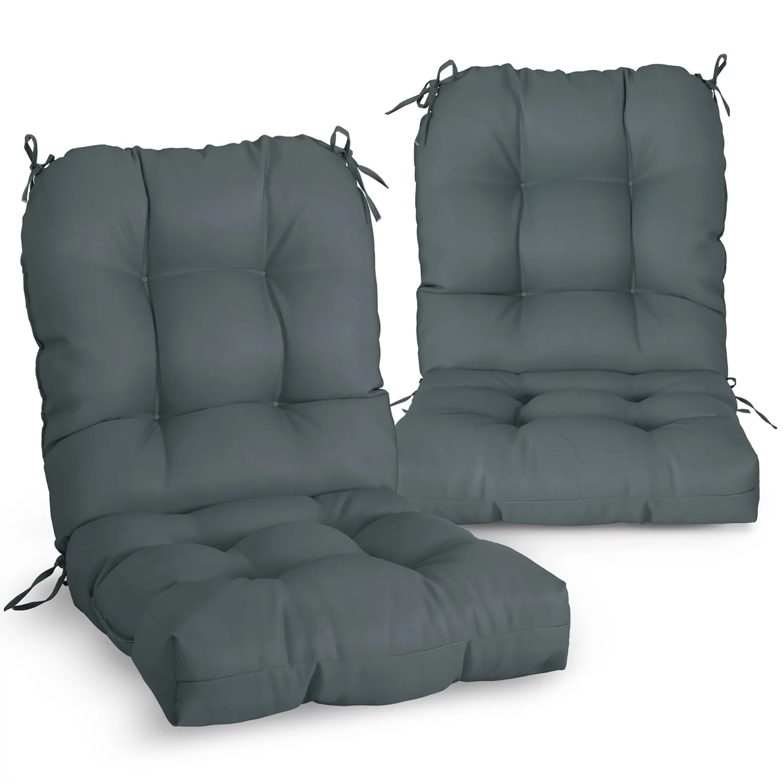 EAGLE PEAK Tufted Outdoor/Indoor Seat/Back Chair Cushion, Set of 2, 42 x 21 in,Gray