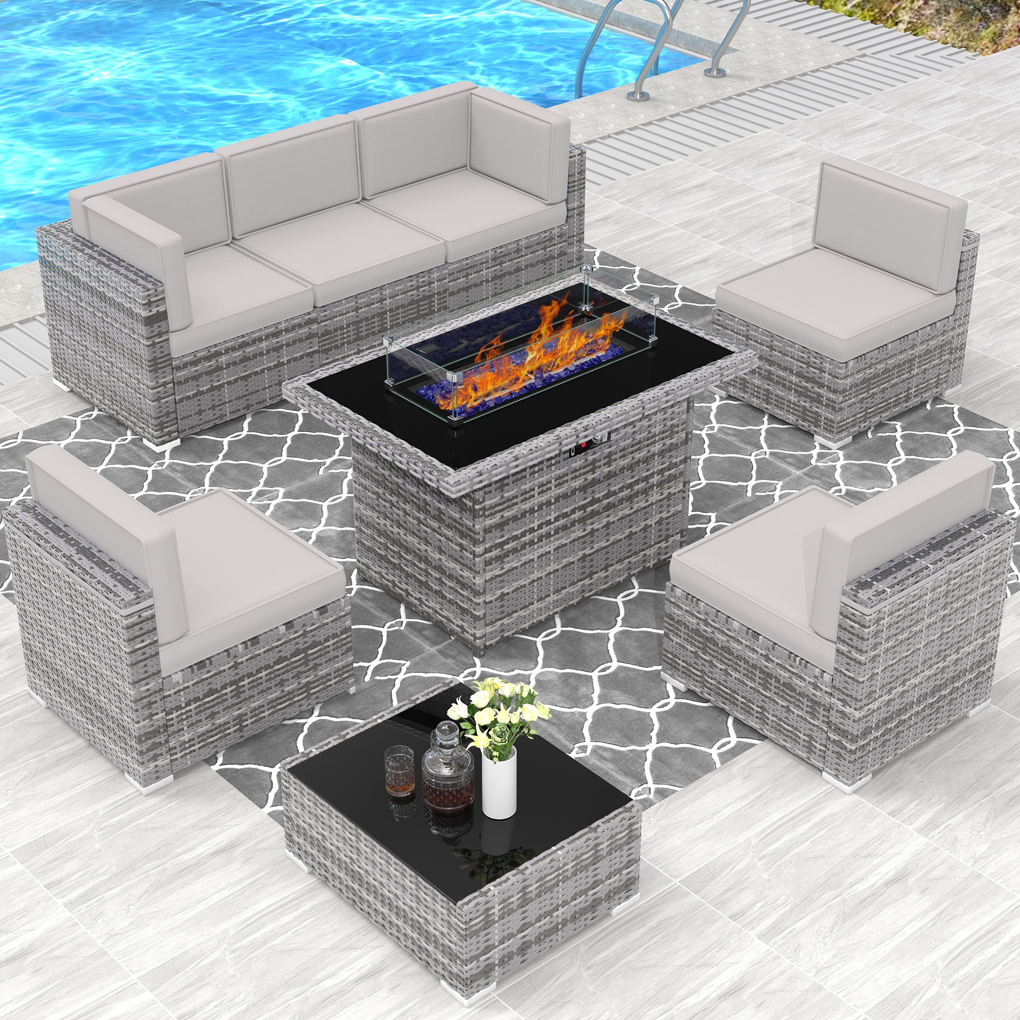 8 Piece Patio Furniture Set with 44