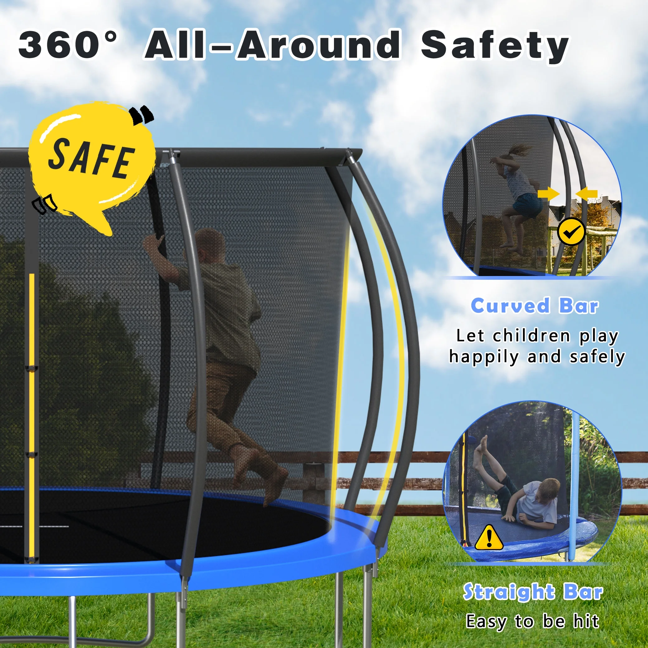 Richryce 16 FT Trampoline for Kids Adults with Safety Enclosure Net and Ladder,Outdoor Fitness Trampoline for Family, Easy Assembly