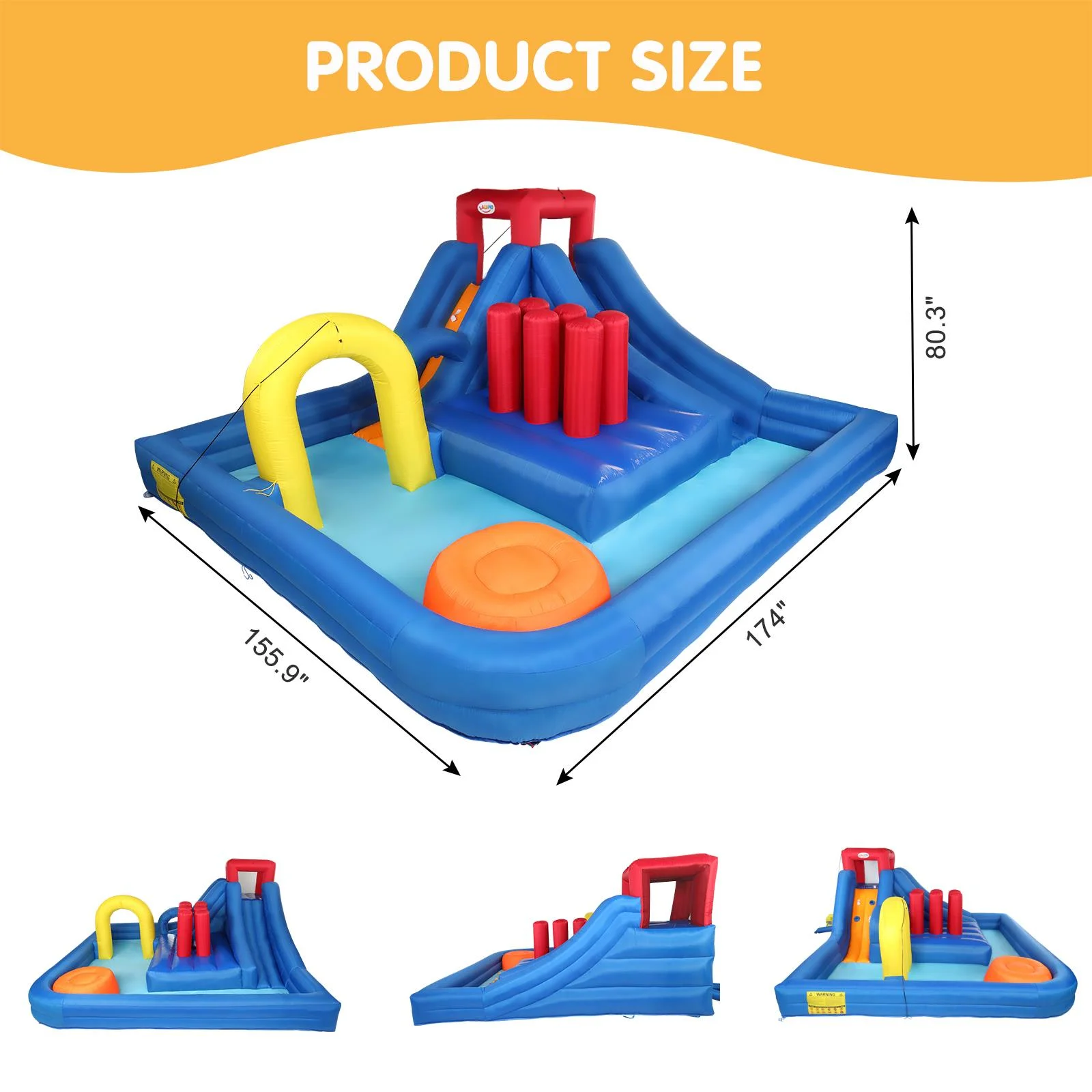 Zimtown Inflatable Bounce House Castle Jumper Play Castle 2 Water Slide Pool Without Blower