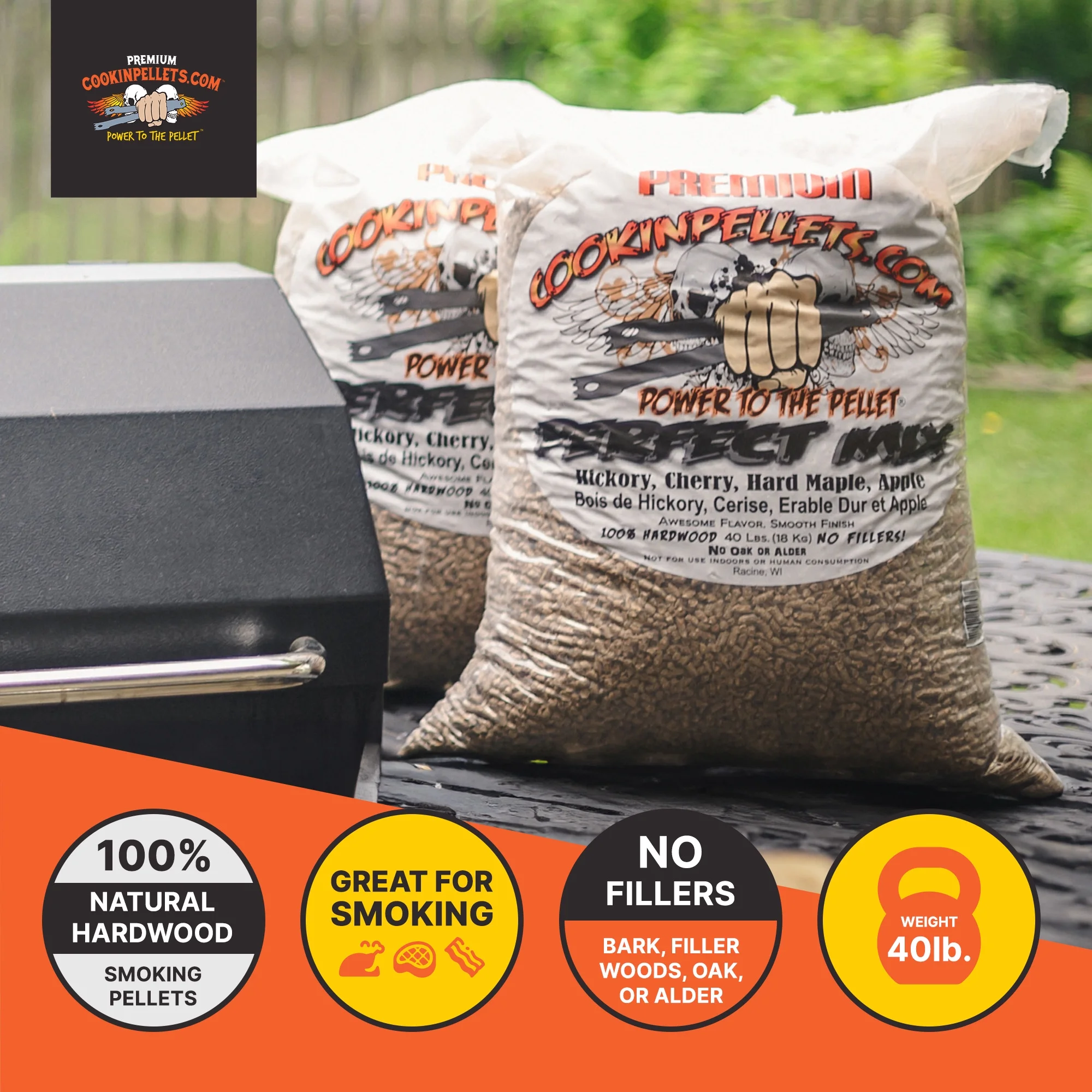 CookinPellets Premium Longhorn Blend Grill Smoker Wood Pellets, 40 Lbs