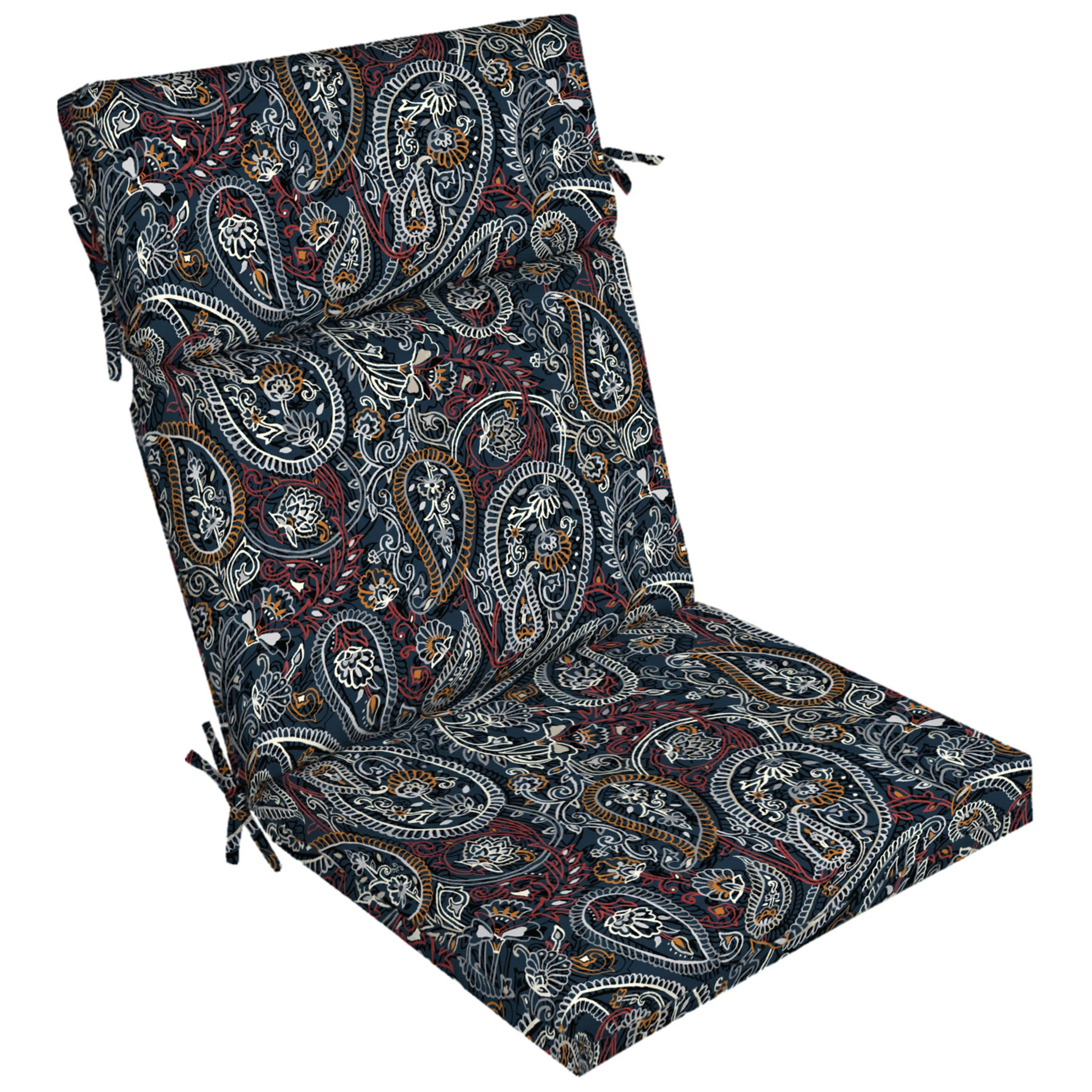 Arden Selections Outdoor Chair Cushion 20 x 21, Navy Palmira Paisley