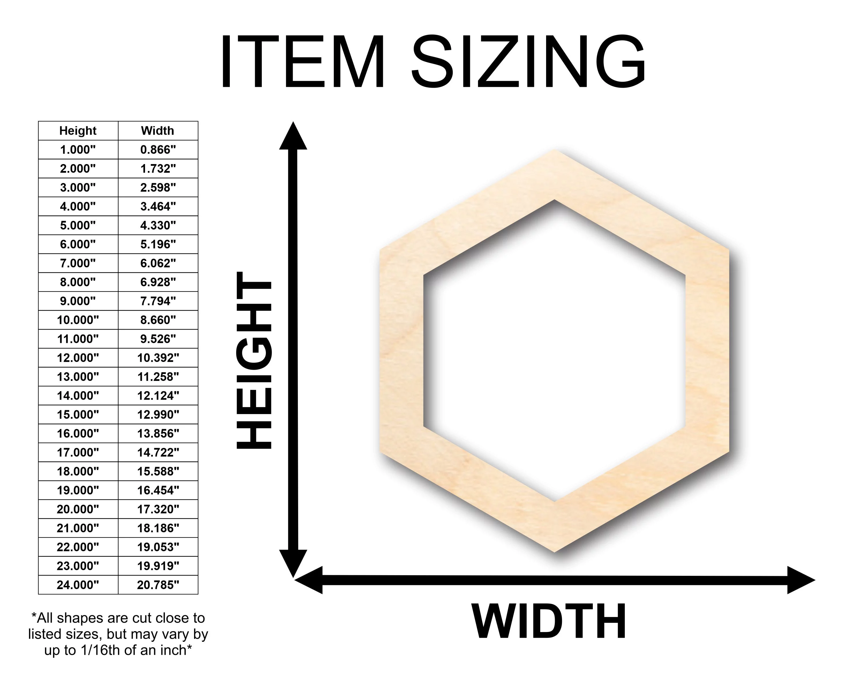 Unfinished Wood Hollow Hexagon Honeycomb Shape - Craft - up to 36