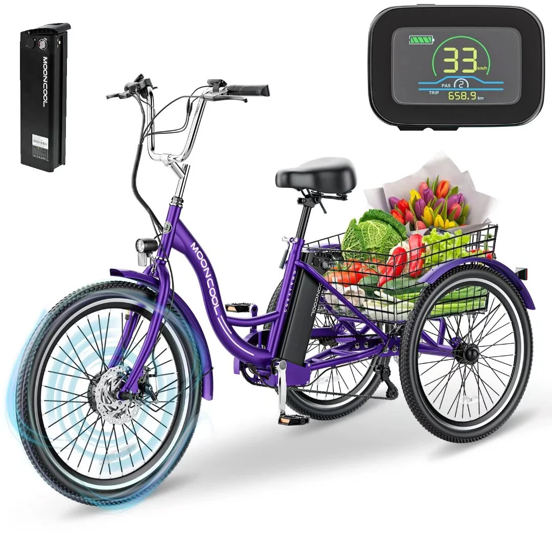 Docred 24'' Adult Electric Tricycles 3 Wheel Electric Bike, 15.5 mph 500W Electric Trikes for Seniors，7-Speed & 4 Adjustable Riding Modes Electric Tricycle with 36V Removable Lithium Battery