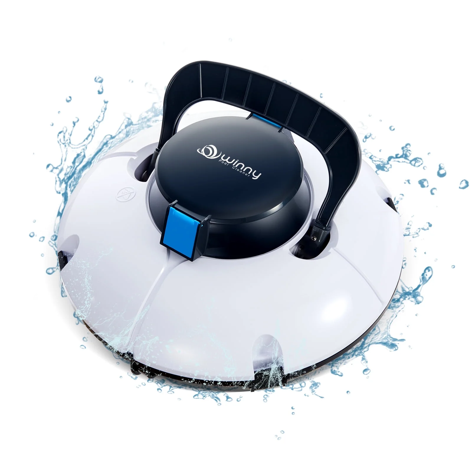 Cordless Robotic Pool Cleaner, Winny Pool Cleaner Automatic Pool Vacuum with Dual Powerful Suction Ports for Above/In Ground Flat Pool Up to 538 Sq.Ft (White and Blue)