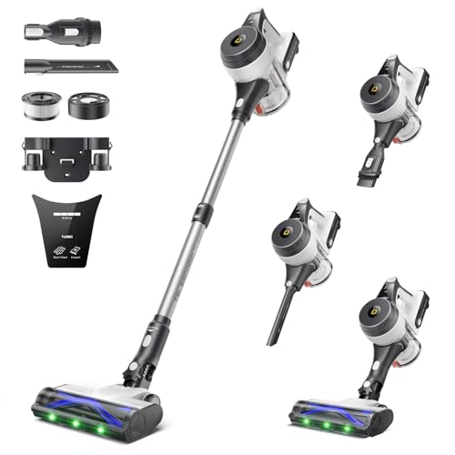 YONNDER Cordless Vacuum Cleaner, 48KPA/550W/60Mins Powerful Stick Vacuum for Home, Anti-Tangle, Self-Standing, Lightweight, Charging Dock, Vacuum Cleaner for Hardwood Floor/Carpet/Pet Hair/Car, M1