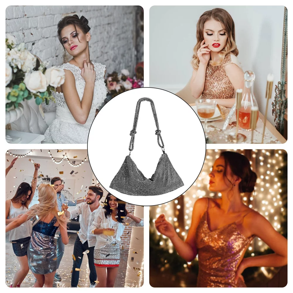 LEZMORE Women's Glitter Rhinestone Purse Crystal Evening Clutch Bag Shoulder Underarm Bag Gold