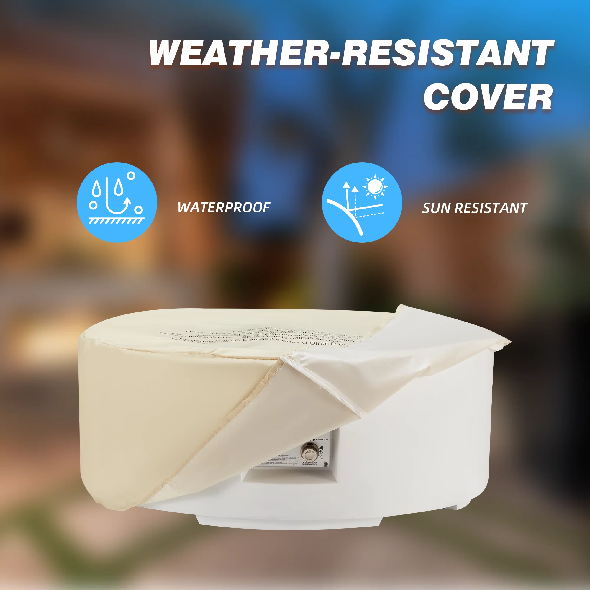 AVAWING 2-Piece Outdoor Propane Firepit Table Set, Auto-Ignition, 50,000 BTU Steel, White