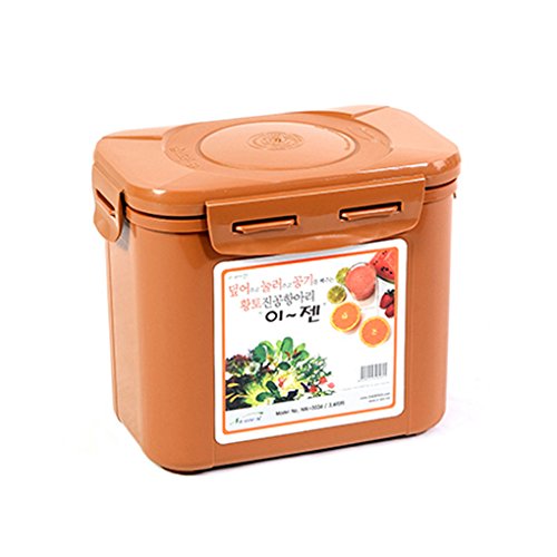 Premium Kimchi, Sauerkraut Container Probiotic Fermentation with Inner Vacuum Lid (Earthenware Brown, 0.45 gal/ 1.7L)