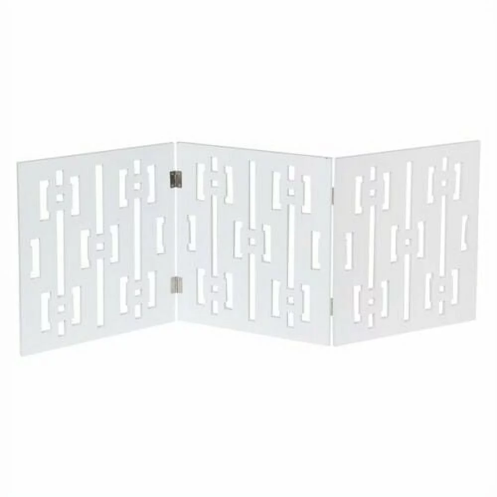 Short Dog Gate - Freestanding Decorative Pet Indoor-Outdoor Small Pet Barrier - White Squares Decorative Fence for Stairs, Sofa, Doorway