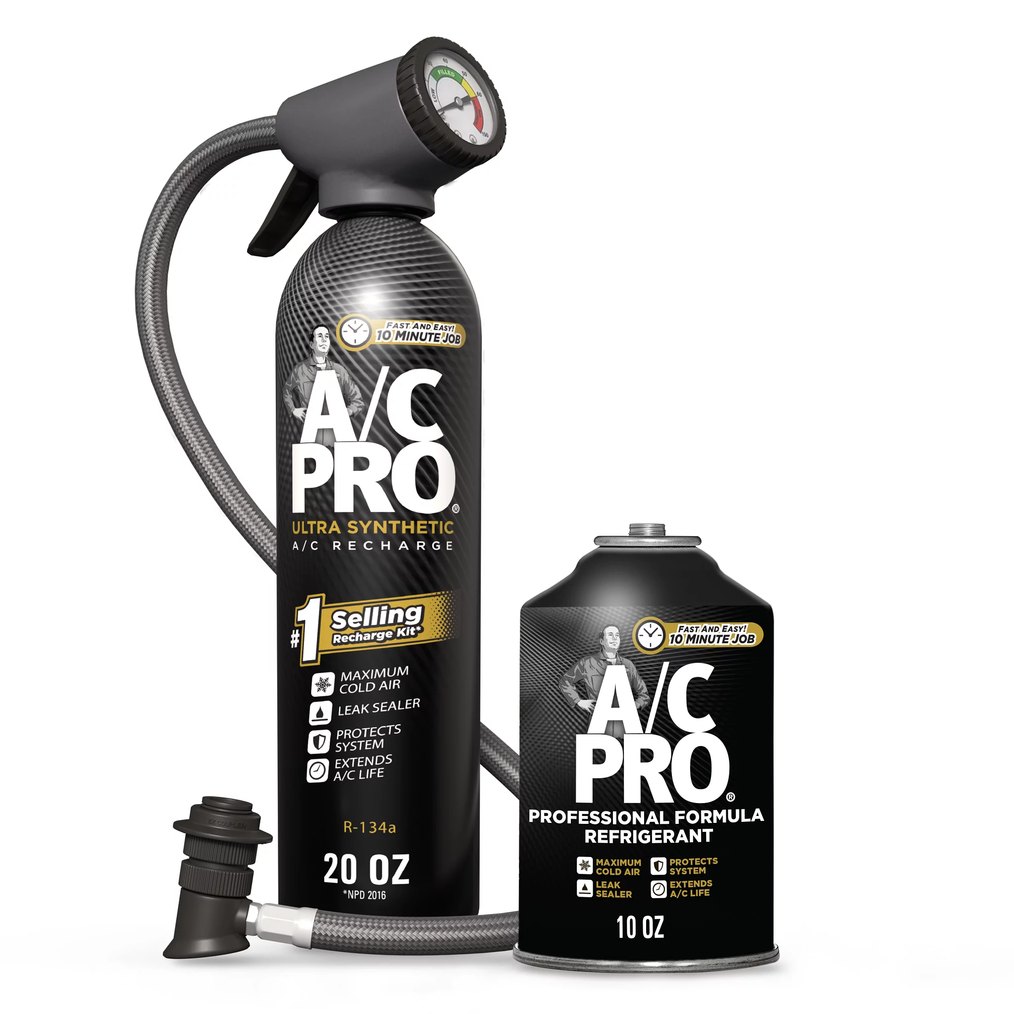 A/C Pro Refrigerant Combo 2 Pack, 20oz Kit and 10oz Refill