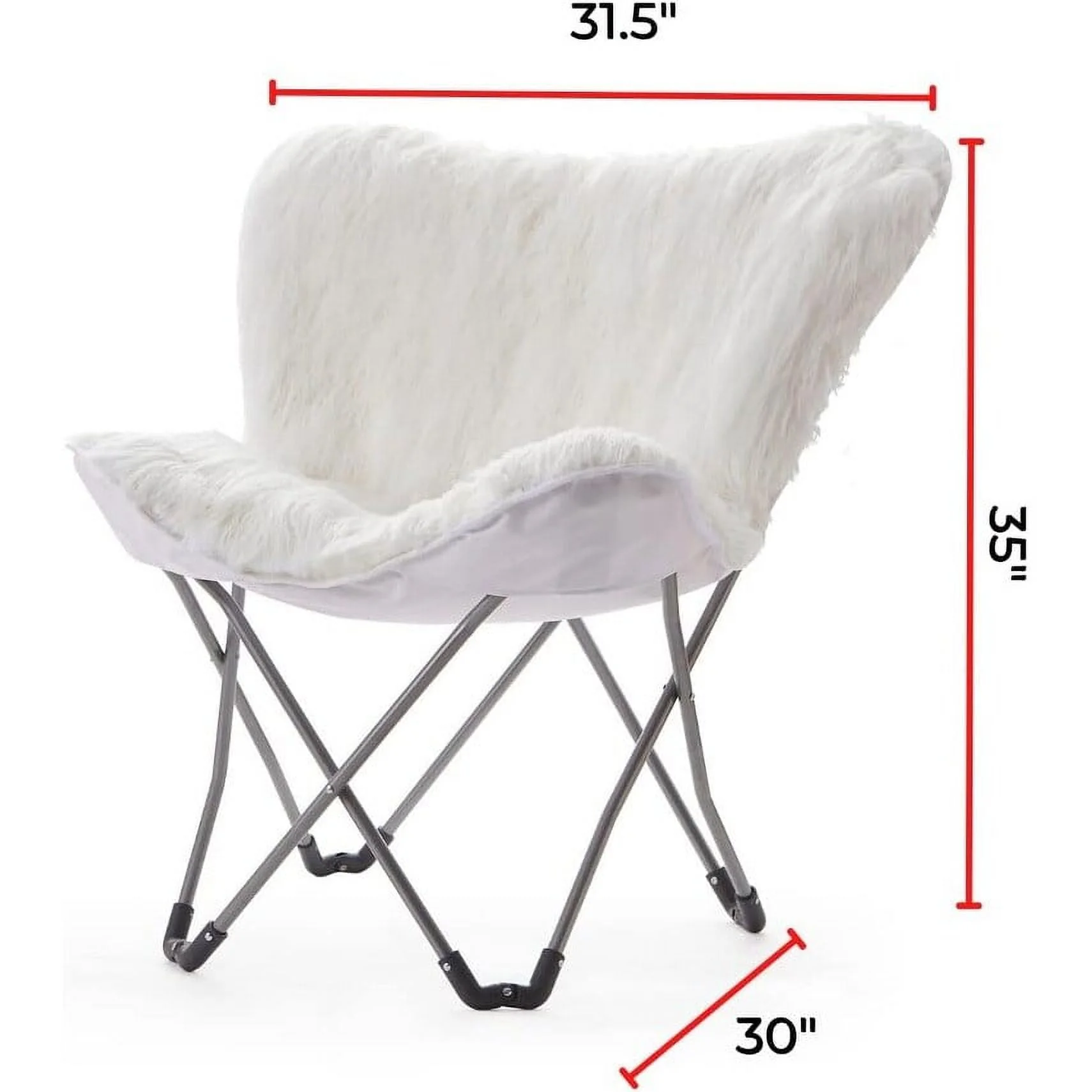 DormCo Faux Fur Butterfly Dorm Chair, Multiple Colors
