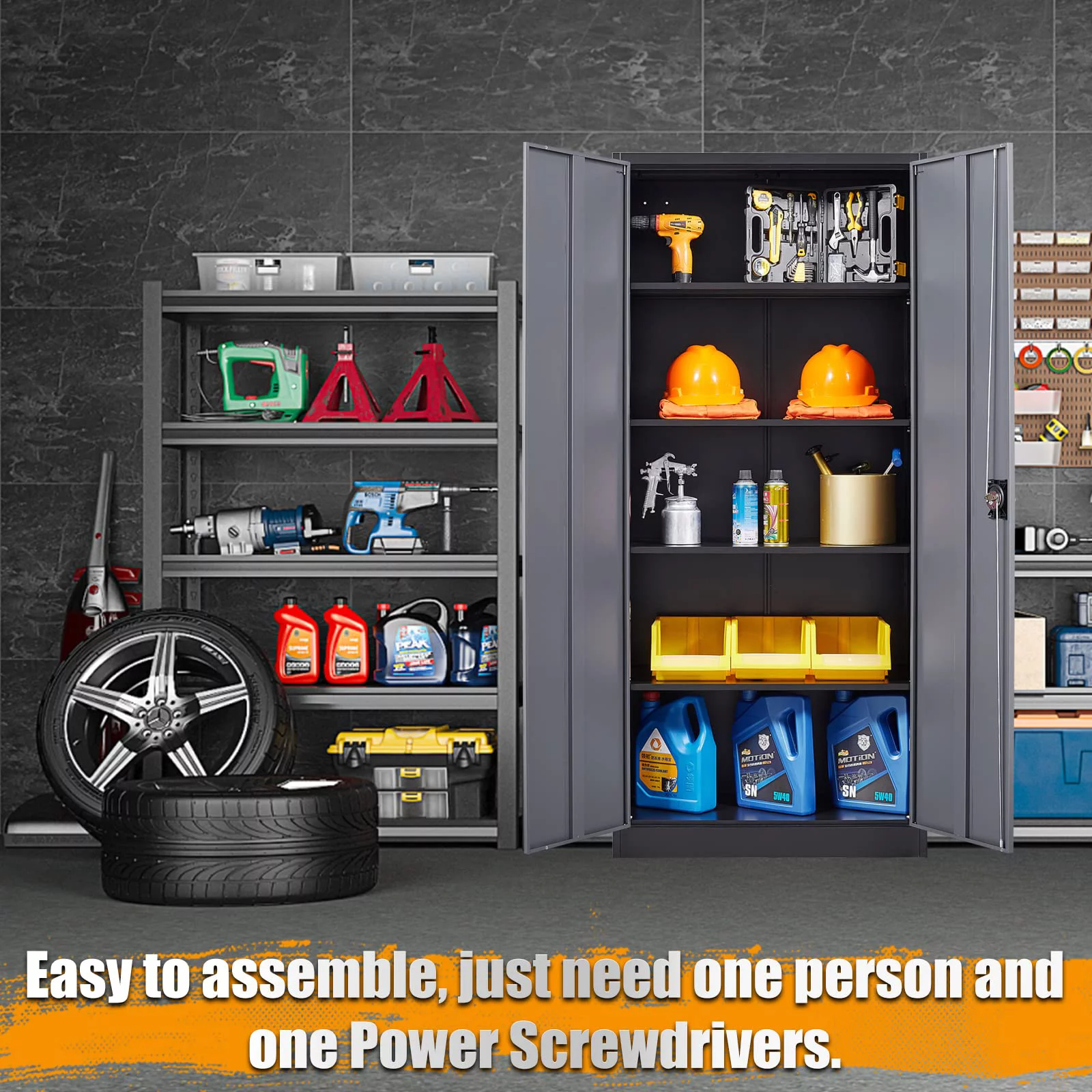 STANI Metal Storage Cabinet with Lock Door, 71