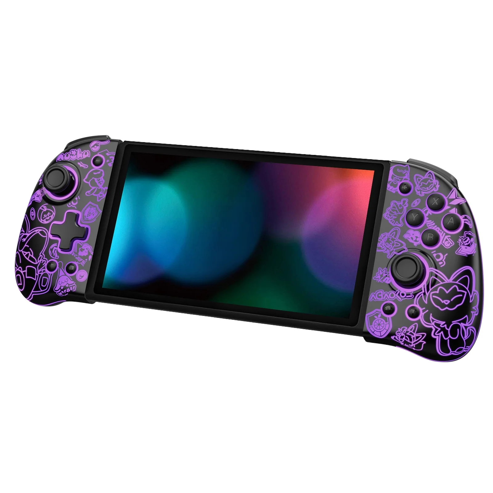 FUNLAB Luminous Switch Controller Compatible with Nintendo Switch/OLED,Enhanced Joypad for Handheld Mode,Rechargeable Ergonomic Split Pad with 7 LED Colors/Paddle/Turbo-Scarlet & Violet
