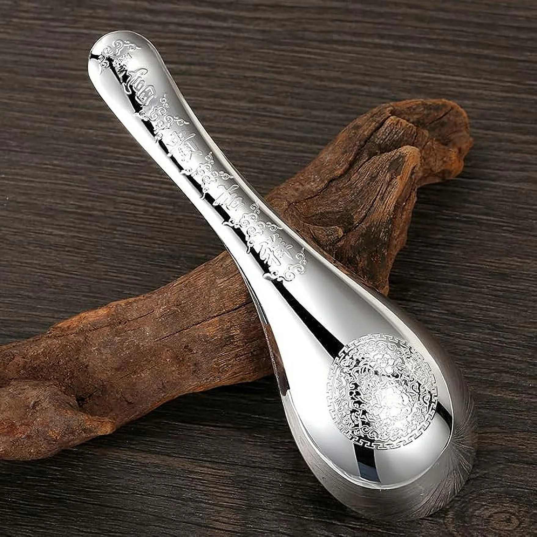 Wollet S999 Sterling Silver Spoon, Silver Tableware, Health Gift, 5.5 inches, Width 1.57 inches, 35g