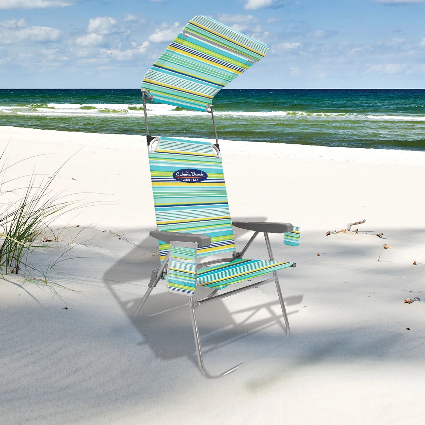 Cabana Beach High Back Beach Chair with Canopy