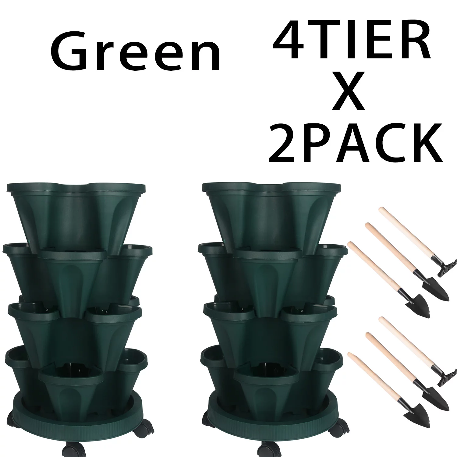 Stackable Garden Planter, Indoor Outdoor Vertical Pots Kit, Hydroponic Growing System for Strawberries, Flowers, Herbs, Vegetables-4 Tier