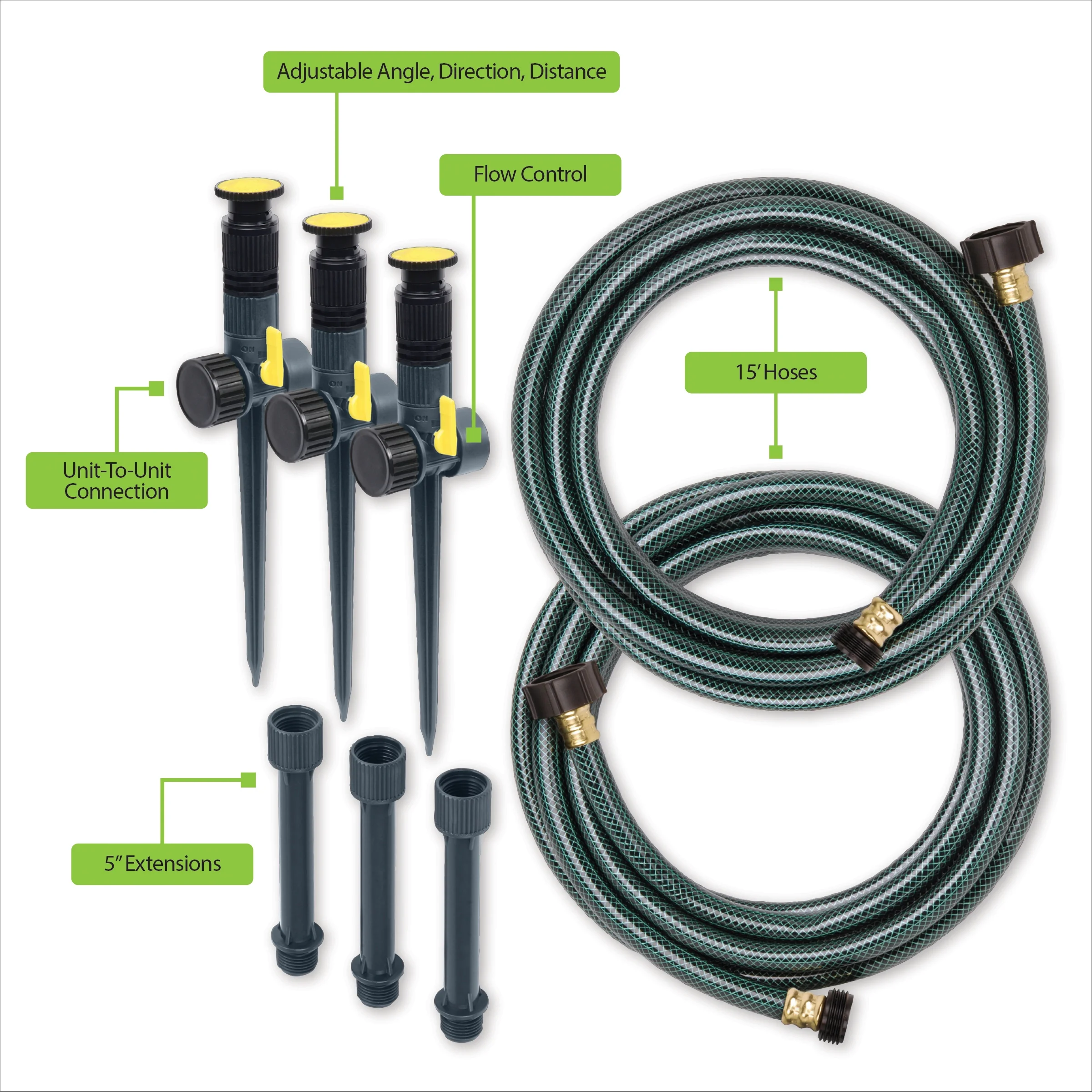 Melnor Multi-Adjustable Stationary Sprinkler Kit with Hoses and Risers