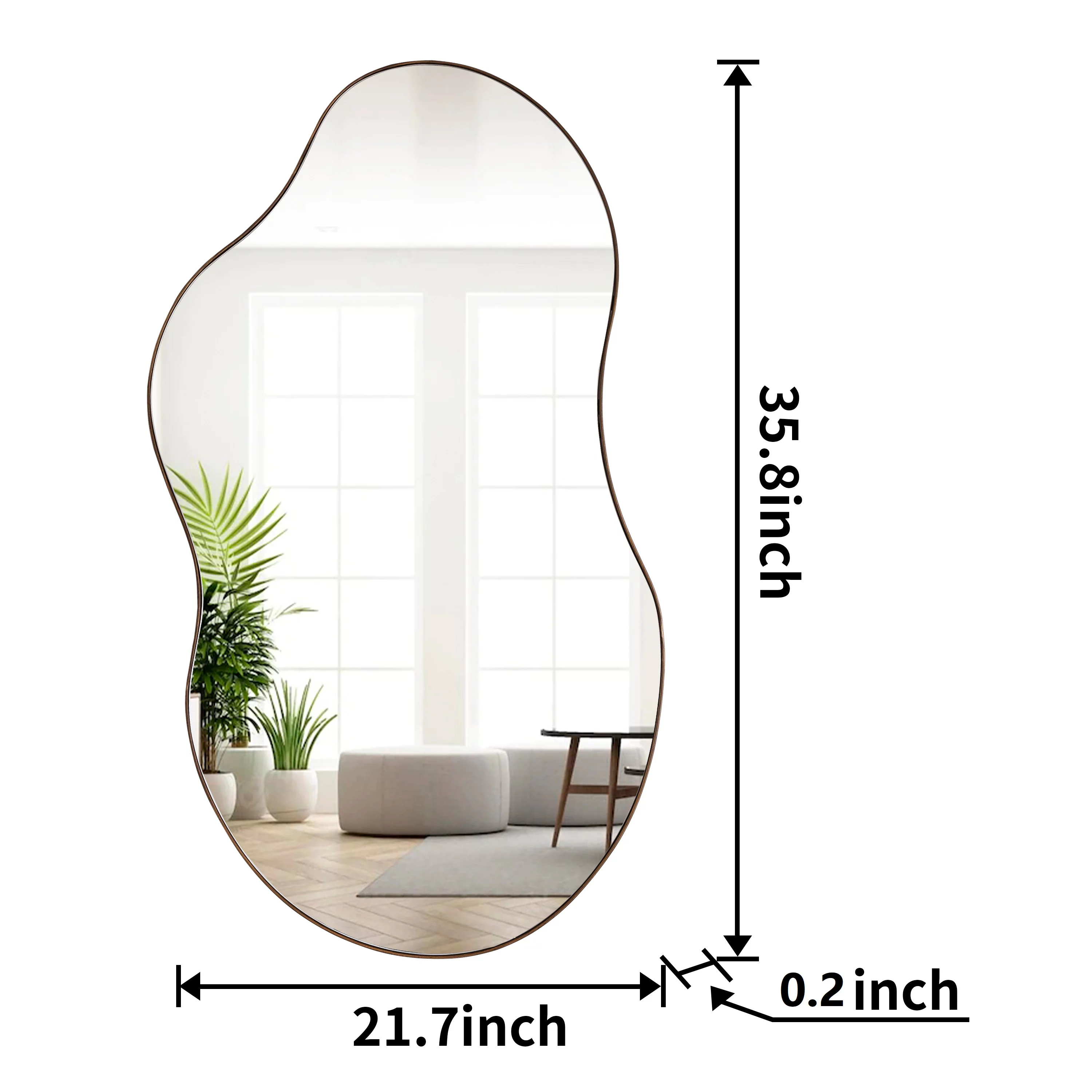Irregular Mirror for Wall, Novelty Cloud Shaped Wall Mirror Asymmetrical Wall Mirror for Living Room Bathroom Entryway 22