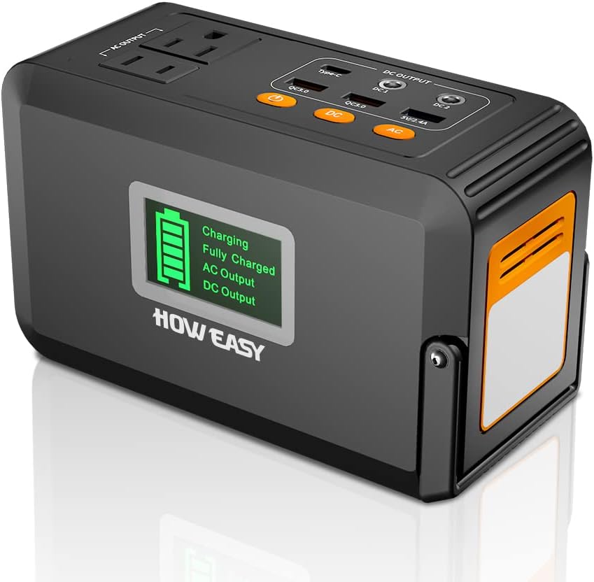 HOWEASY Portable Power Station 88Wh, Camping Solar Generator Power Bank with 110V/150W（Peak） AC Outlet, USB Type-C Port, Camping Light Lithium Battery Power for Home Emergency Battery Backup Laptop