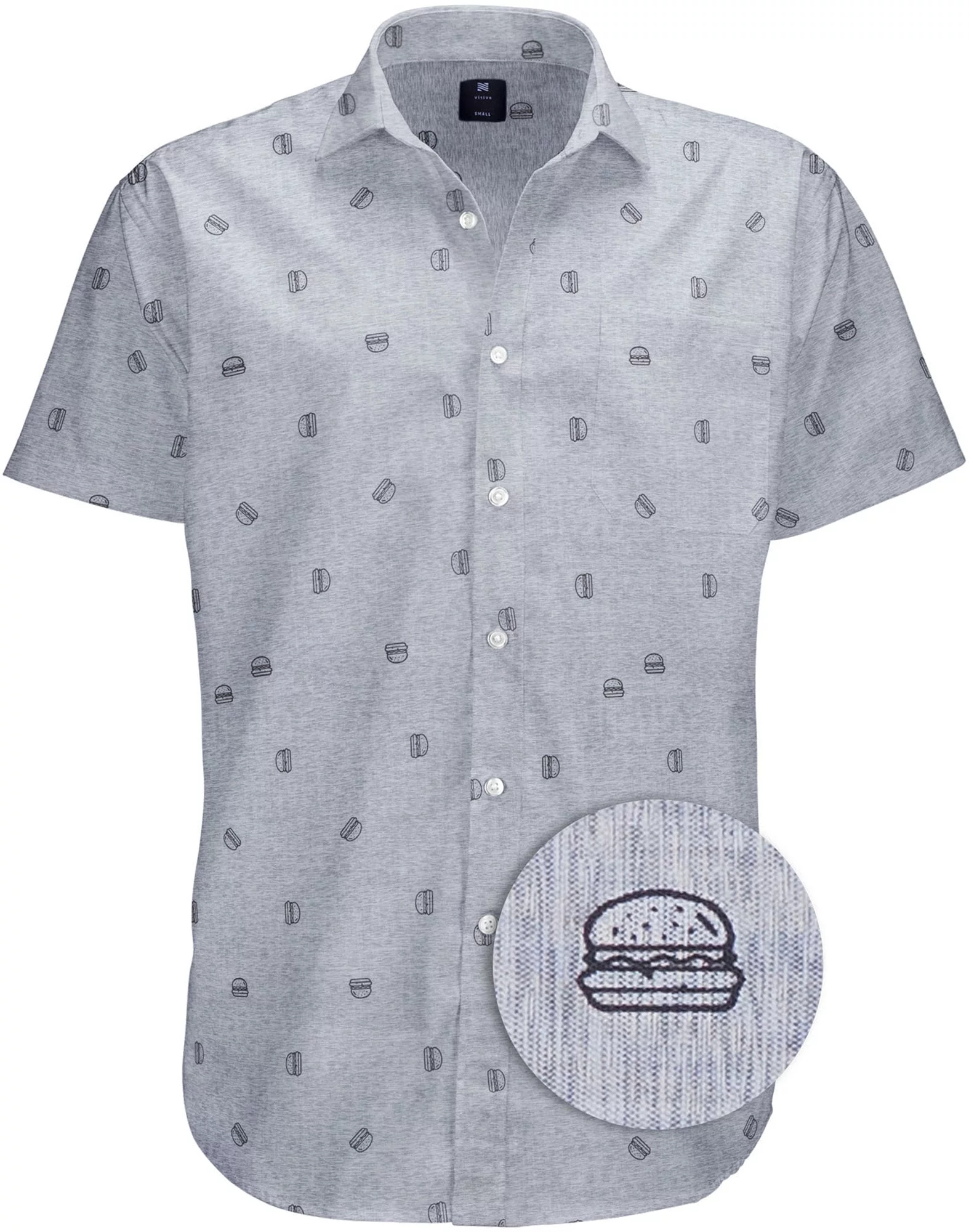 Visive Mens Big And Tall Short Sleeve Button Shirt, Printed Ham Burger Shirts