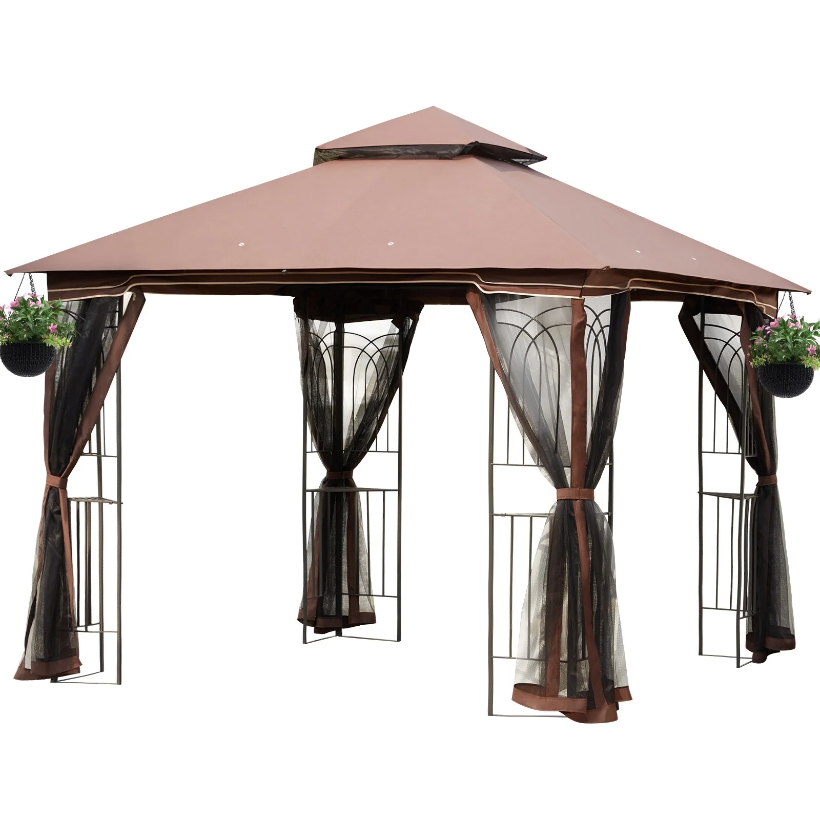 AVAWING  10x10 Outdoor Gazebo Double Soft-top Canopy Tent