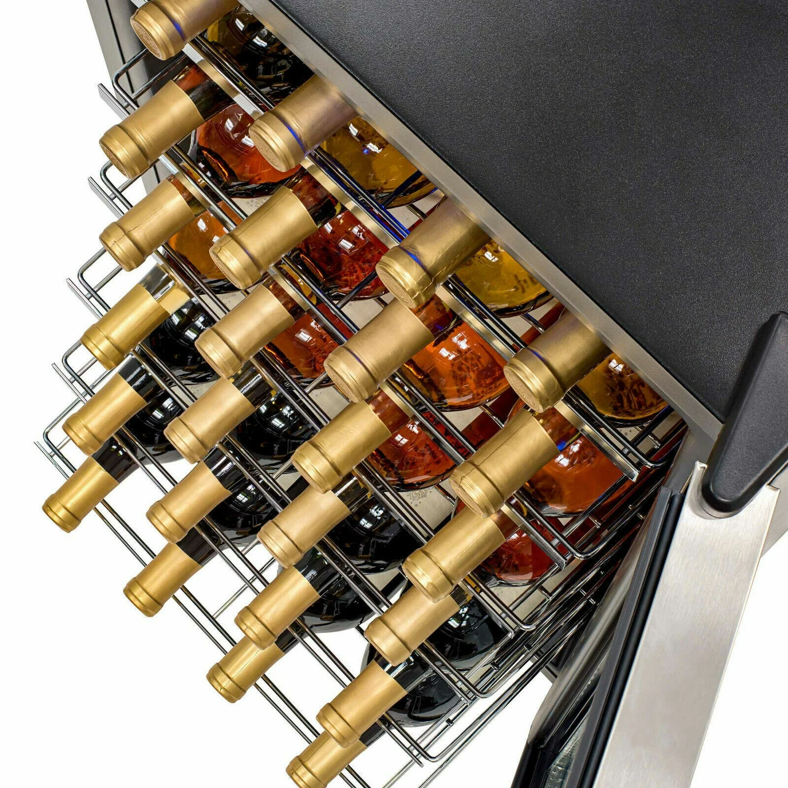 SMAD 3.1 Cu ft 28 Bottles Compressor Wine Coolers Stainless Steel Door No Frost Wine Fridges Freestanding Champagne Cooler, 110V