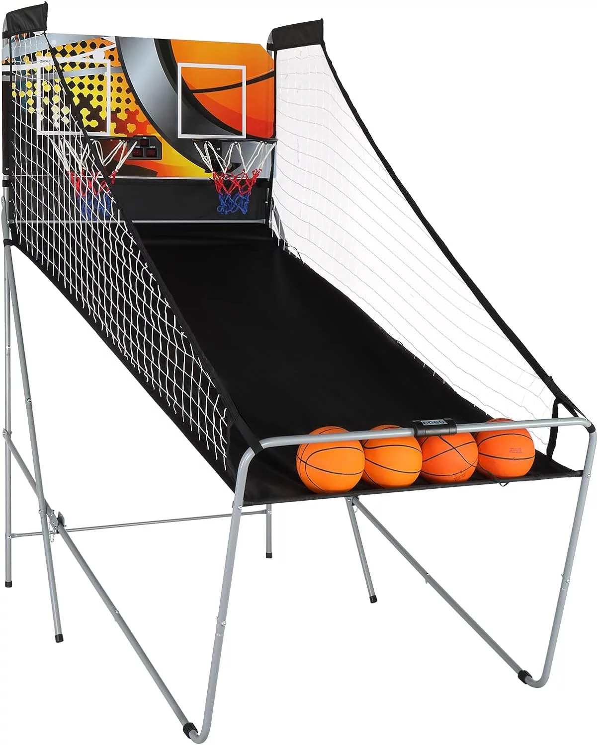 PEXMOR Foldable Basketball Arcade Game w/ 4 Balls, Dual Shot, 8 Game Options, Indoor Electronic Basketball Game for Kids, Adults