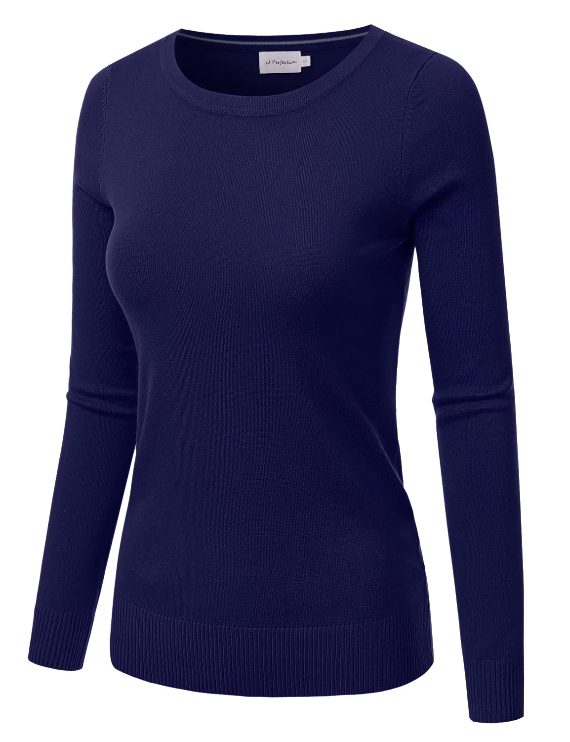 JJ Perfection Women's Long Sleeve Crew Neck Pullover Sweater with Plus Size