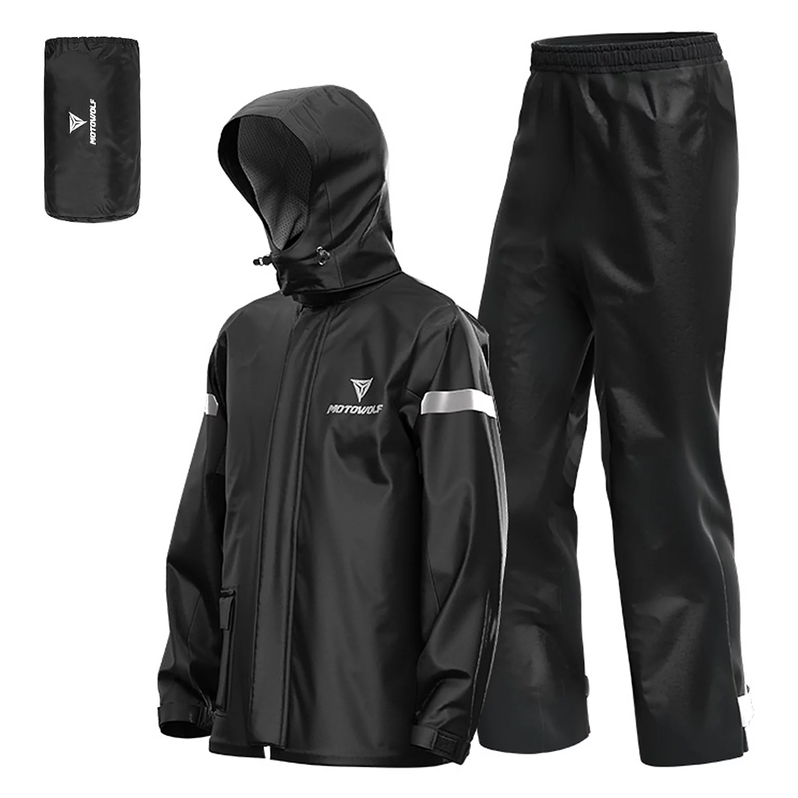 Andoer Motorcycle Rain Suit for Men, Reflective Waterproof Rain Jacket and Pants for Bike Riding Hiking