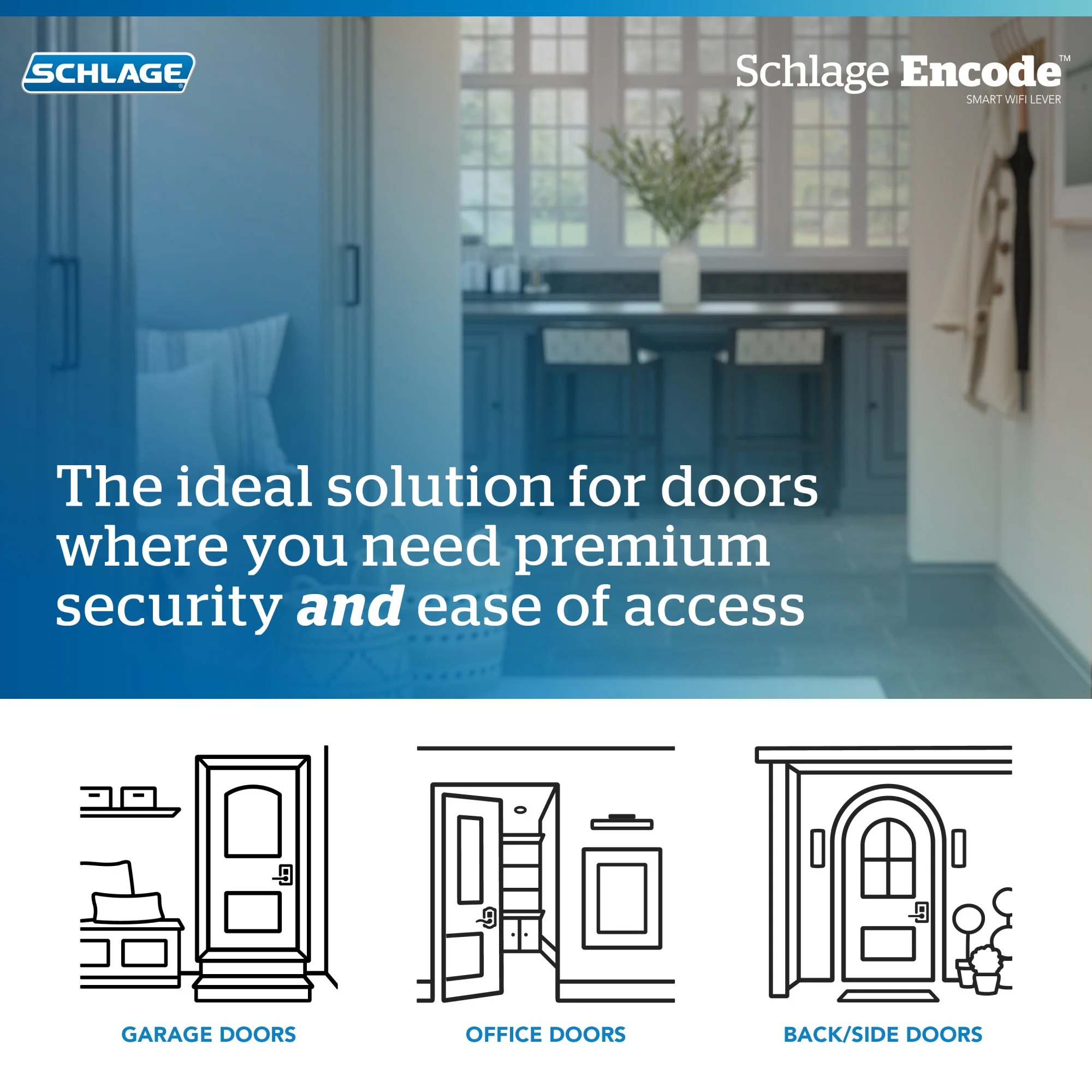 Schlage Fe789wb-Cen-Lat Encode Wifi Enabled Electronic Keypad Latitude Door Lever - Chrome