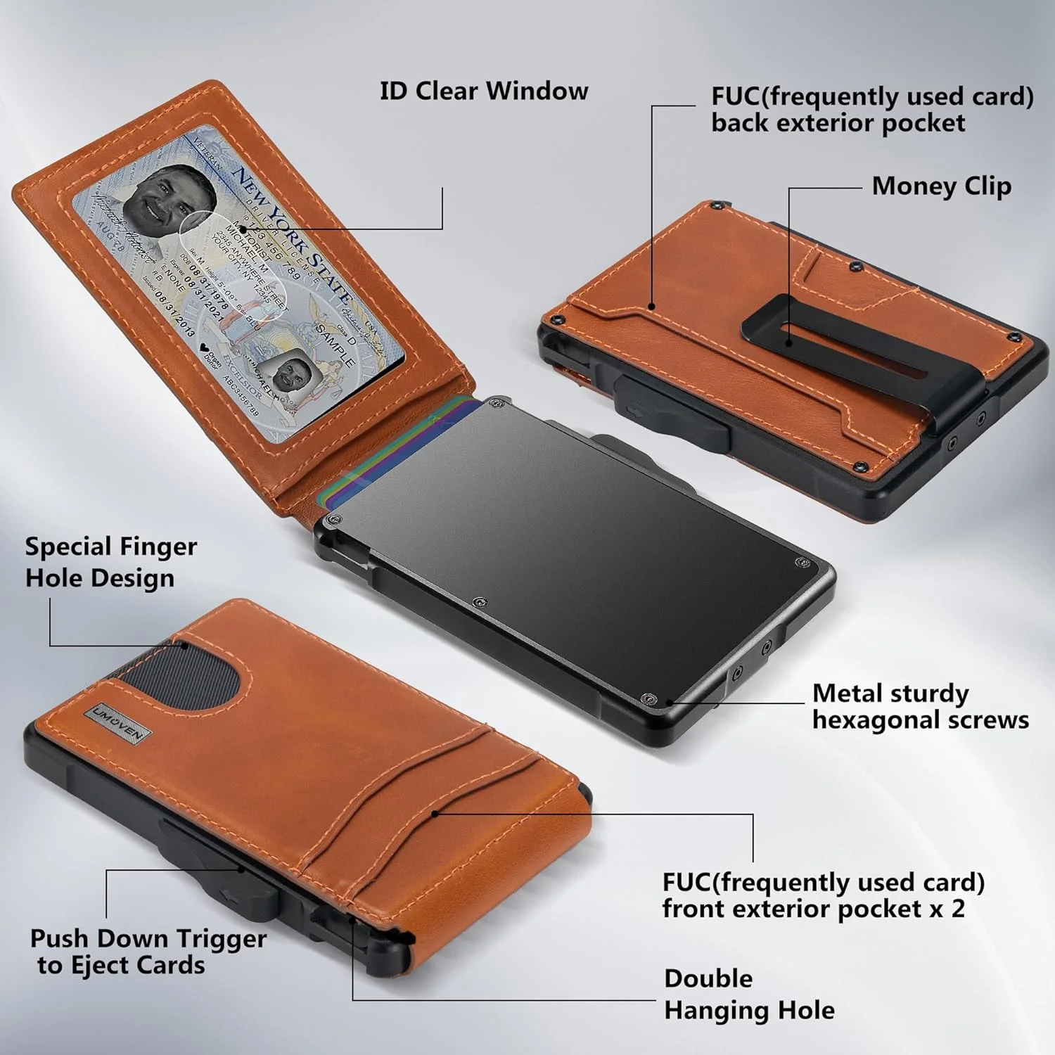 Wallet for Men - with Money Clip Slim Leather Slots Credit Card Holder RFID Blocking Bifold Minimalist Wallet with Gift Box (Top Layer Leather-Sienna Brown)